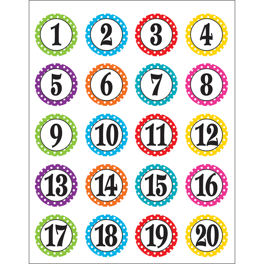 Polka Dots Numbers Stickers  Teachables Educational Supply Store