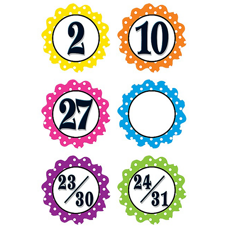 Polka dot flower calendar numbers teachables educational supply store
